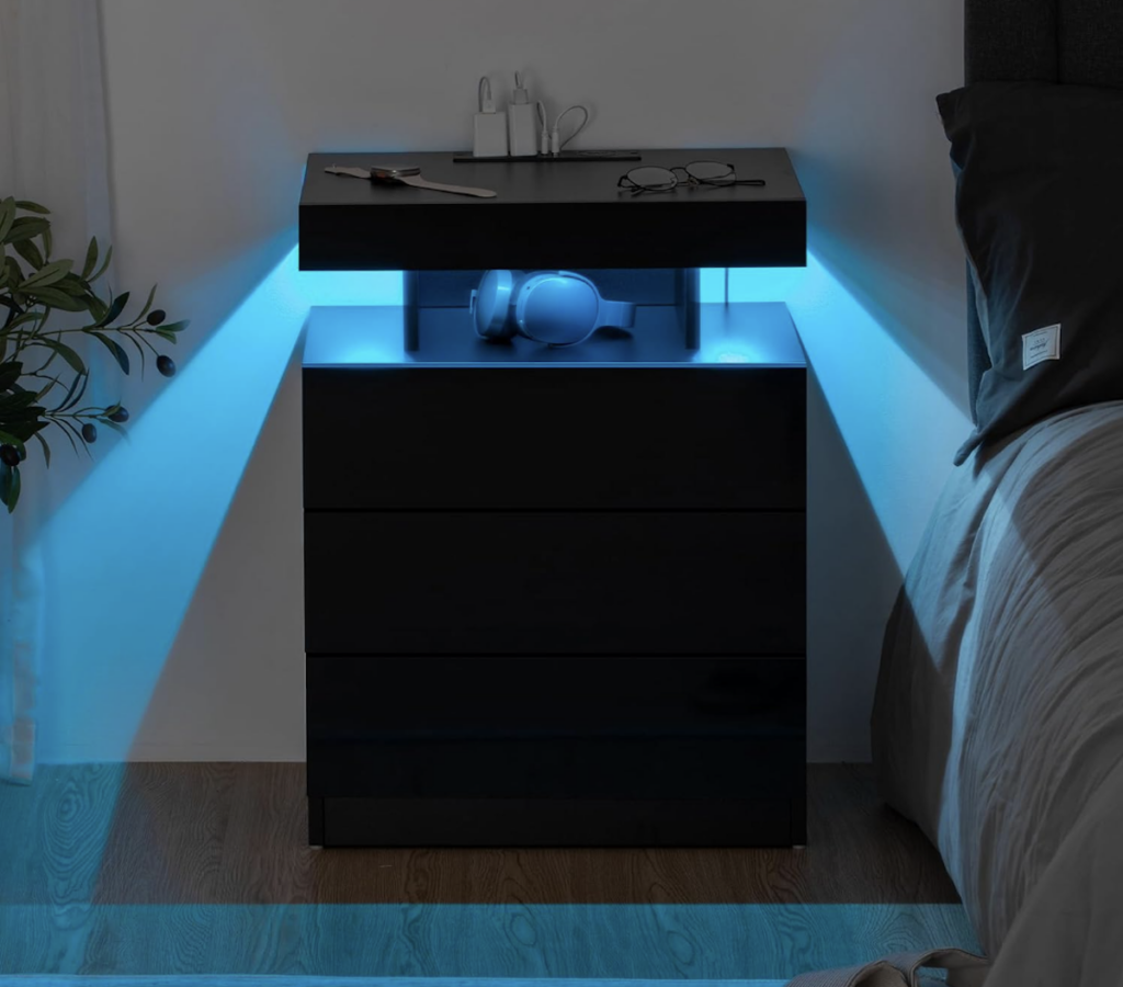 smart home deal on a black smart nightstand