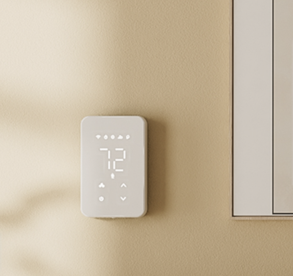 Meross smart thermostat on wall