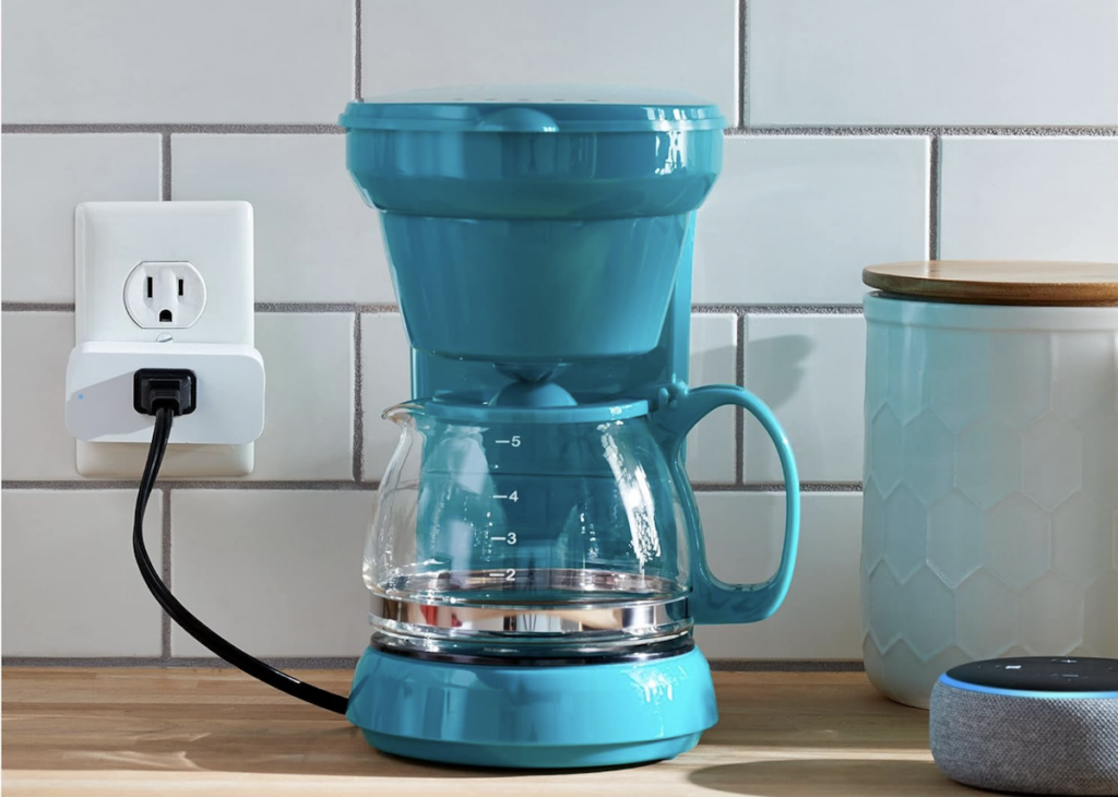 Amazon Alexa smart plug on kitchen counter