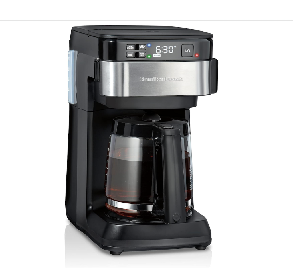 Hamilton Beach black and stainless steel smart coffee maker