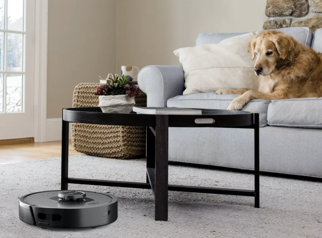 robot vacuum cleaning living area