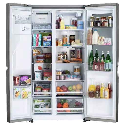 smart refrigerator with doors open
