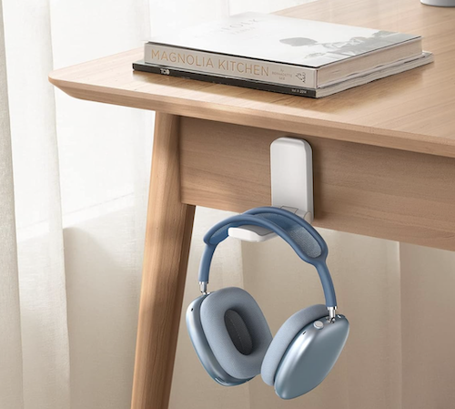 headphone stand for AirPods Max on side of desk