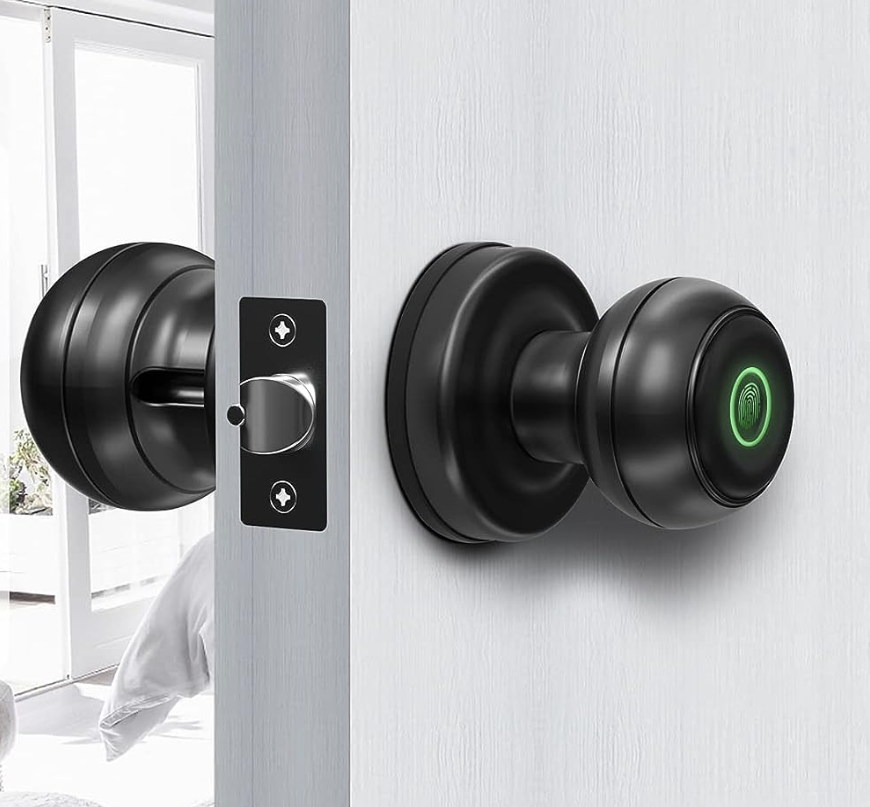 smart door knob installed on interior door