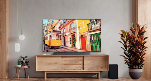 LG C3 Series smart TV on entertainment center in well-lit room