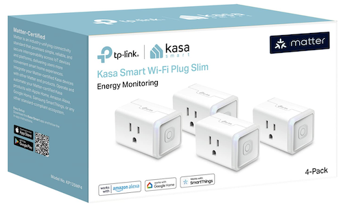 Four-pack of smart plugs in product box