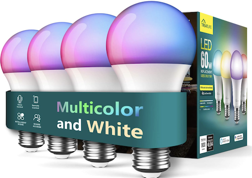 TREATLIFE white and color 4-pack of smart LED bulbs